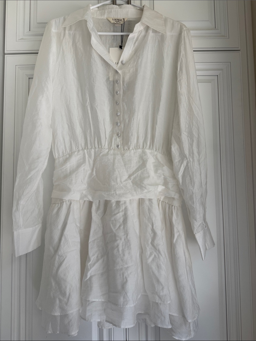 wear White Tiered Long-Sleeve Casual Dress